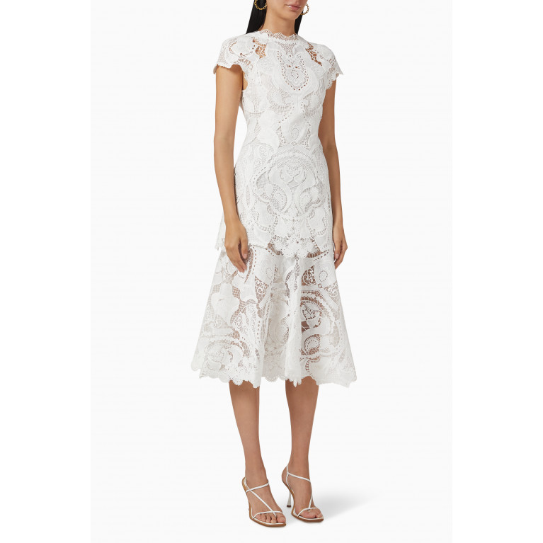 Simkhai - Midi Dress in Guipure Lace White