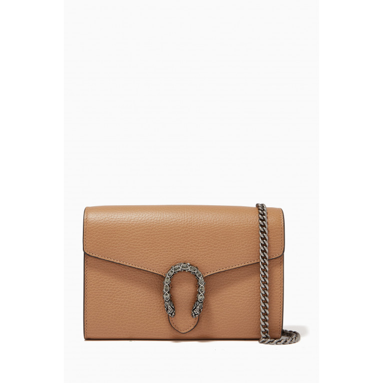Gucci - Dionysus Mini Chain Bag in Leather Neutral