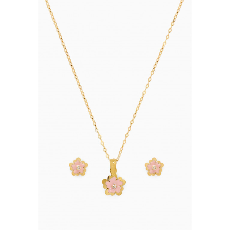 Baby Fitaihi - Floral Diamond Earrings & Necklace Set in 18kt Gold Gold