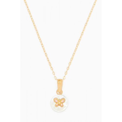Baby Fitaihi - Butterfly Round Pendant Necklace in 18kt Yellow Gold Gold