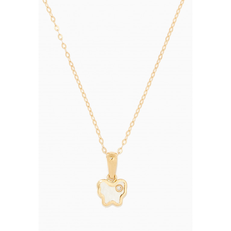 Baby Fitaihi - Butterfly Diamond Pendant Necklace in 18kt Yellow Gold Gold