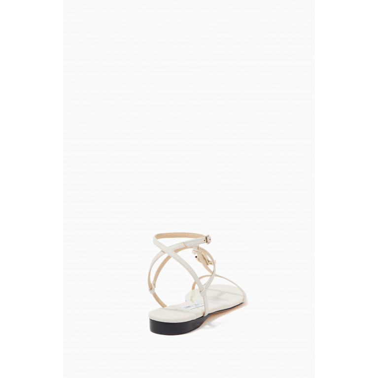 Jimmy Choo - Alodie Nappa & Patent Leather Flat Sandals Neutral