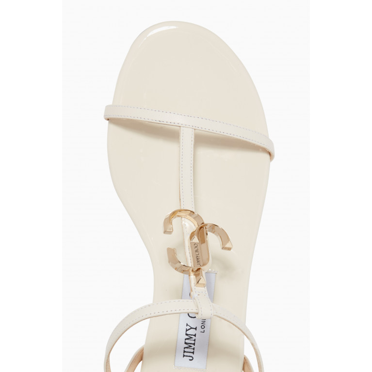 Jimmy Choo - Alodie Nappa & Patent Leather Flat Sandals Neutral