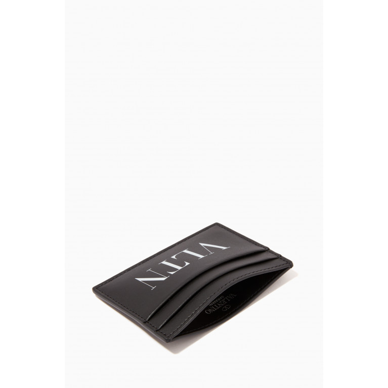 Valentino - Valentino Garavani VLTN Leather Pocket Cardholder Black