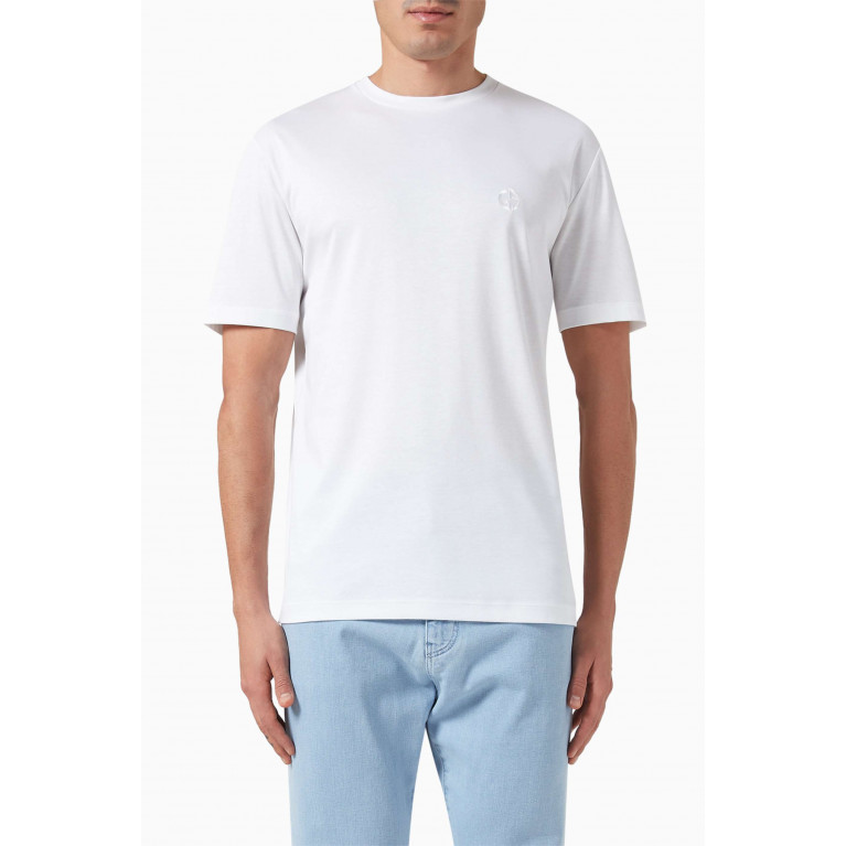 Giorgio Armani - Logo-embroidered T-shirt in Cotton White