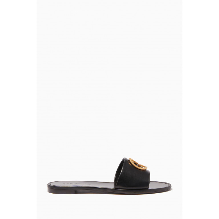 Giorgio Armani - GA Leather Slide Sandals Black