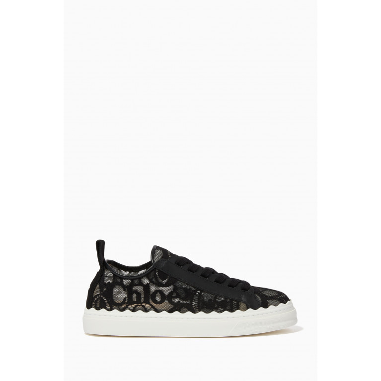 Chloé - Lauren Sneakers in Lace & Leather Black