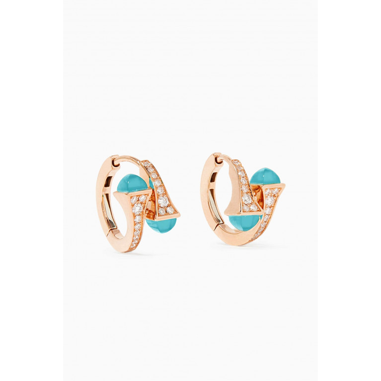 Marli - Cleo Diamond Huggie Earrings with Sea Blue Chalcedon 18kt Rose Gold