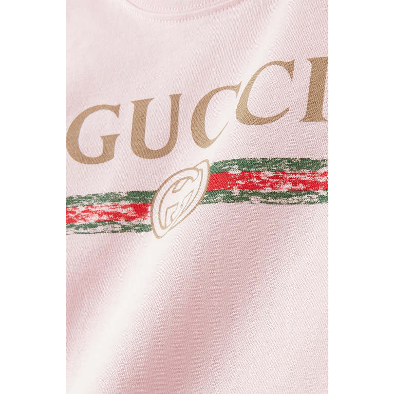 Gucci - Logo Print Romper Set in Cotton Jersey Pink