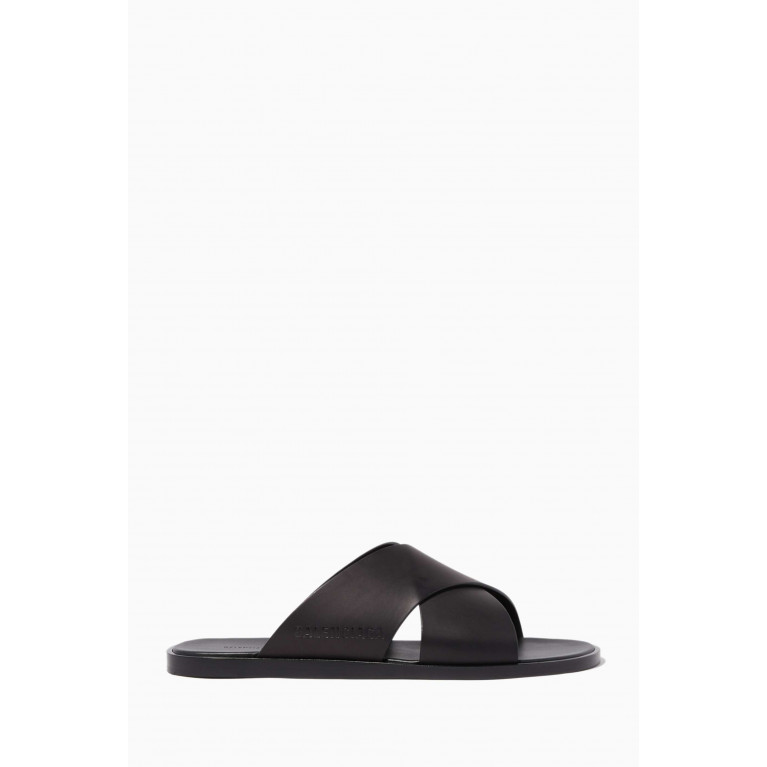 Balenciaga - Cross-Over Leather Slides