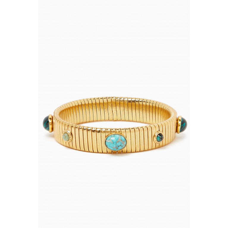 Gas Bijoux - Medium Strada Bracelet in 24kt Gold-plated Metal Blue