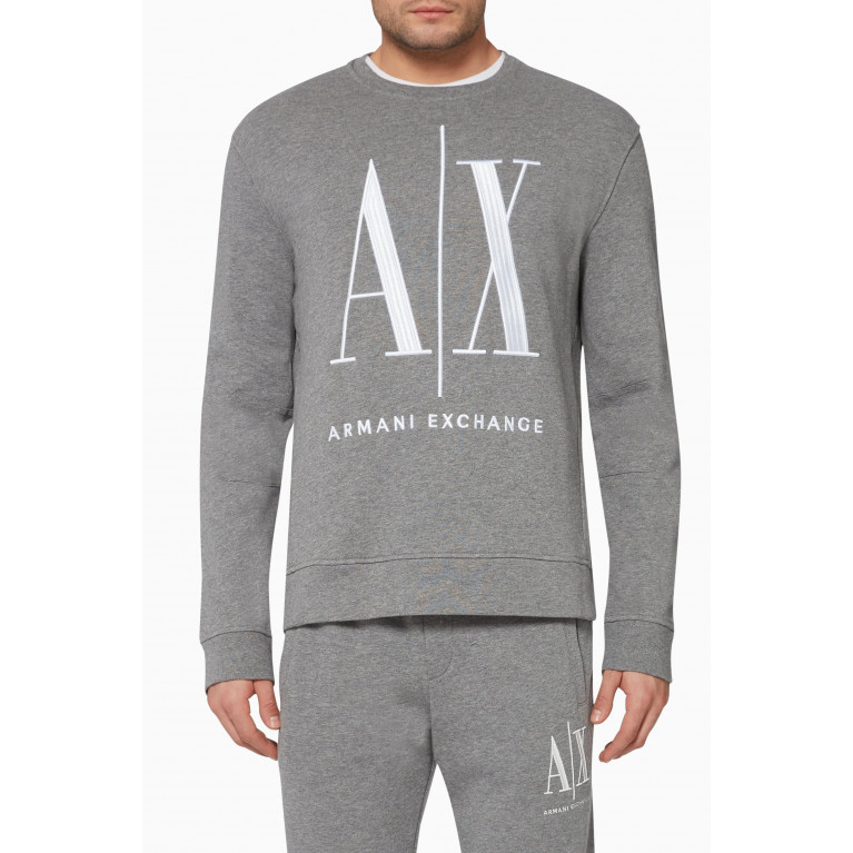 Armani Exchange - Icon Logo Print Sweatshirt Grey