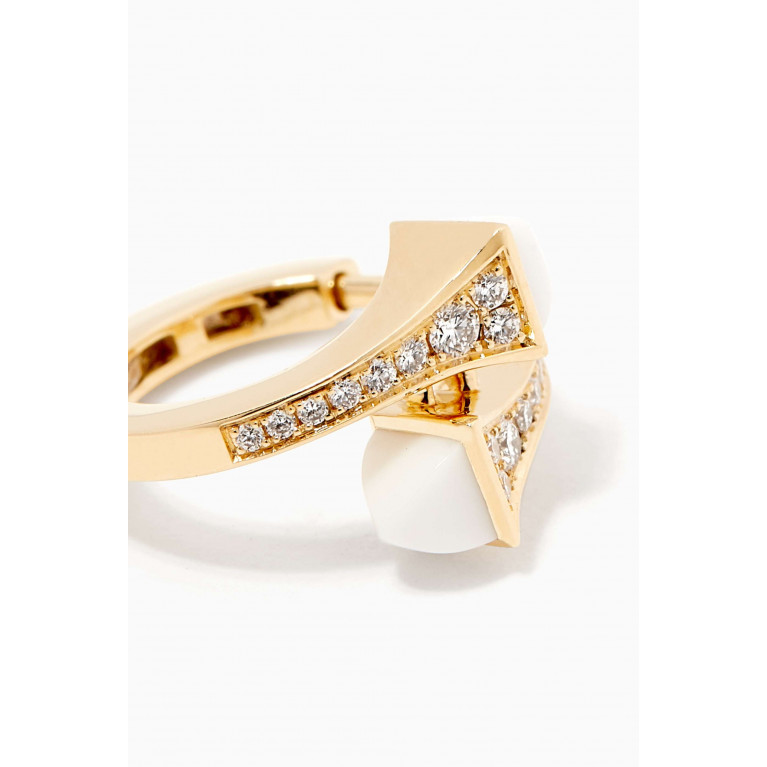 Marli - Cleo White Agate & Diamond Huggie Earrings