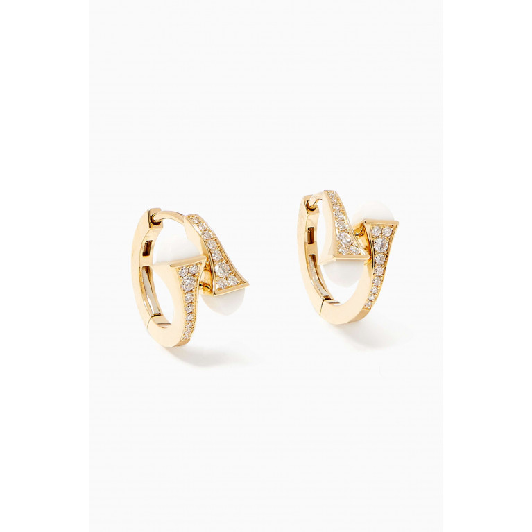 Marli - Cleo White Agate & Diamond Huggie Earrings