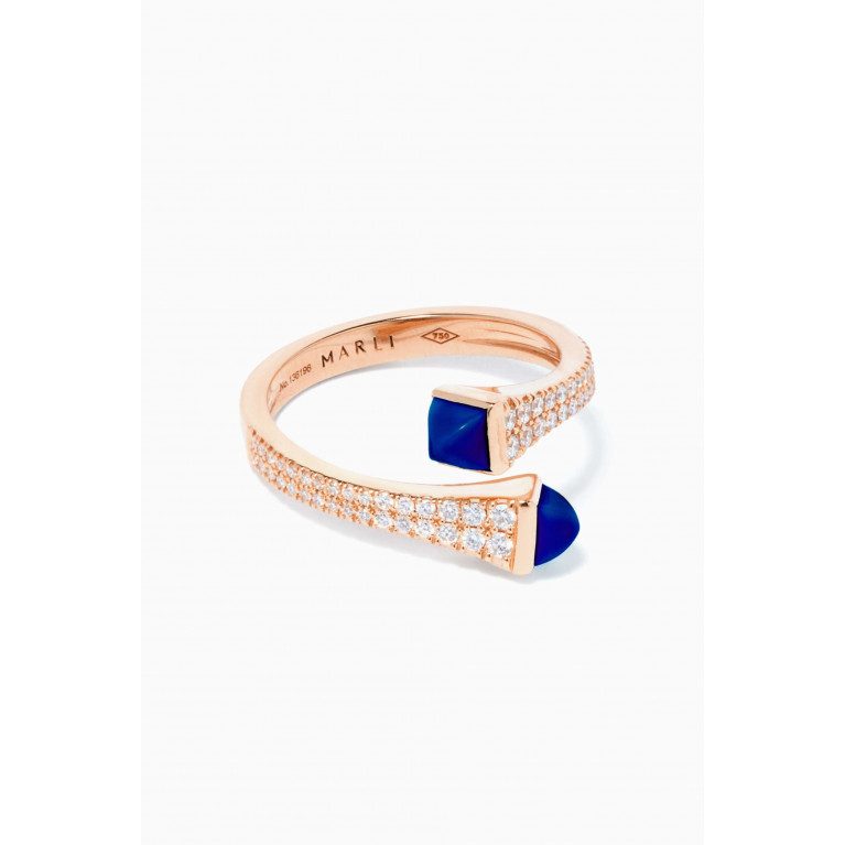 Marli - Cleo Diamond Wrap Ring with Lapis Lazuli in 18kt Rose Gold