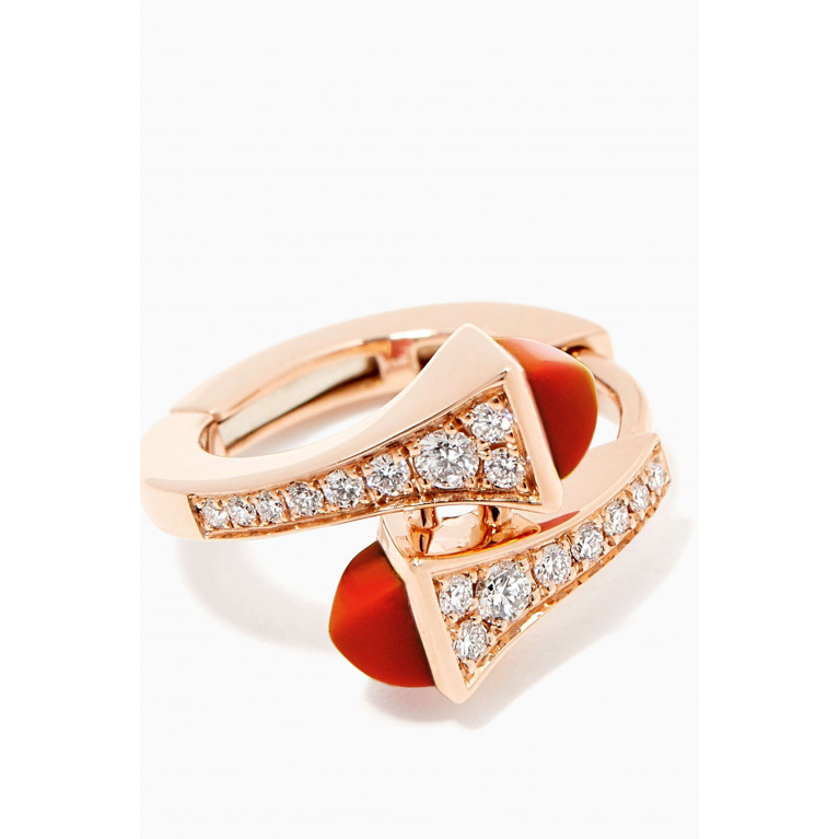 Marli - Cleo Diamond Huggie Earrings with Red Coral 18kt Rose Gold