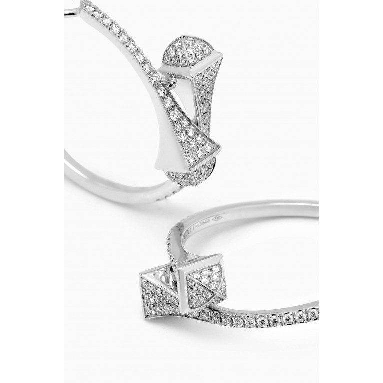 Marli - Cleo Small Diamond Small Hoop Earrings in 18kt White Gold