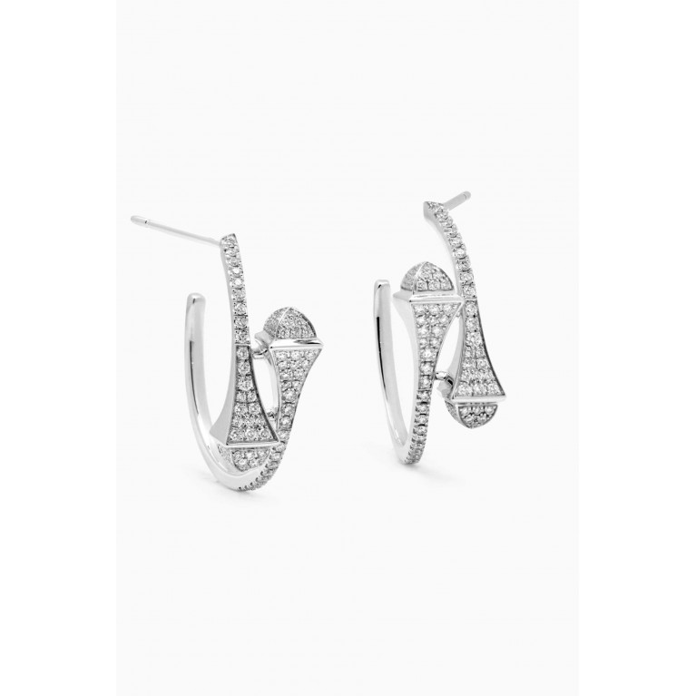 Marli - Cleo Small Diamond Small Hoop Earrings in 18kt White Gold
