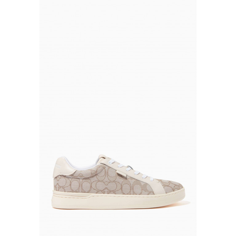 Coach - Lowline Signature Sneakers in Leather & Jacquard Neutral