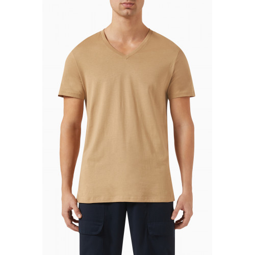 Armani - Logo V-Neck T-Shirt in Cotton Neutral