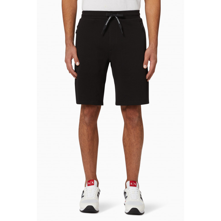 Armani Exchange - Logo Cotton Bermuda Shorts Black