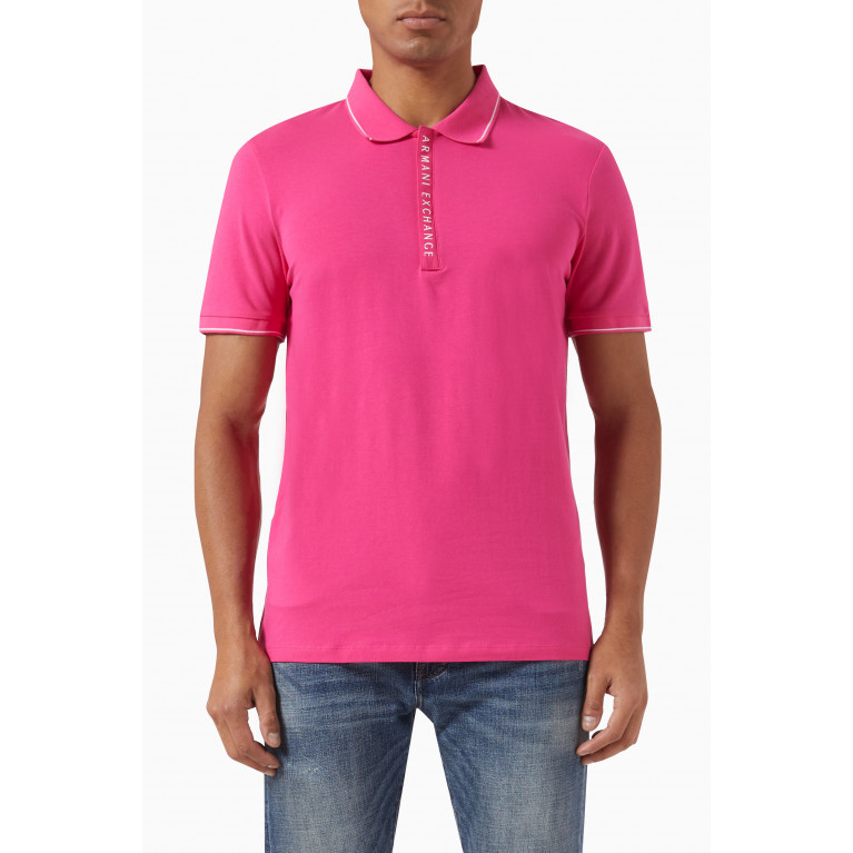 Armani Exchange - AX Logo Polo Shirt in Cotton-blend Pink