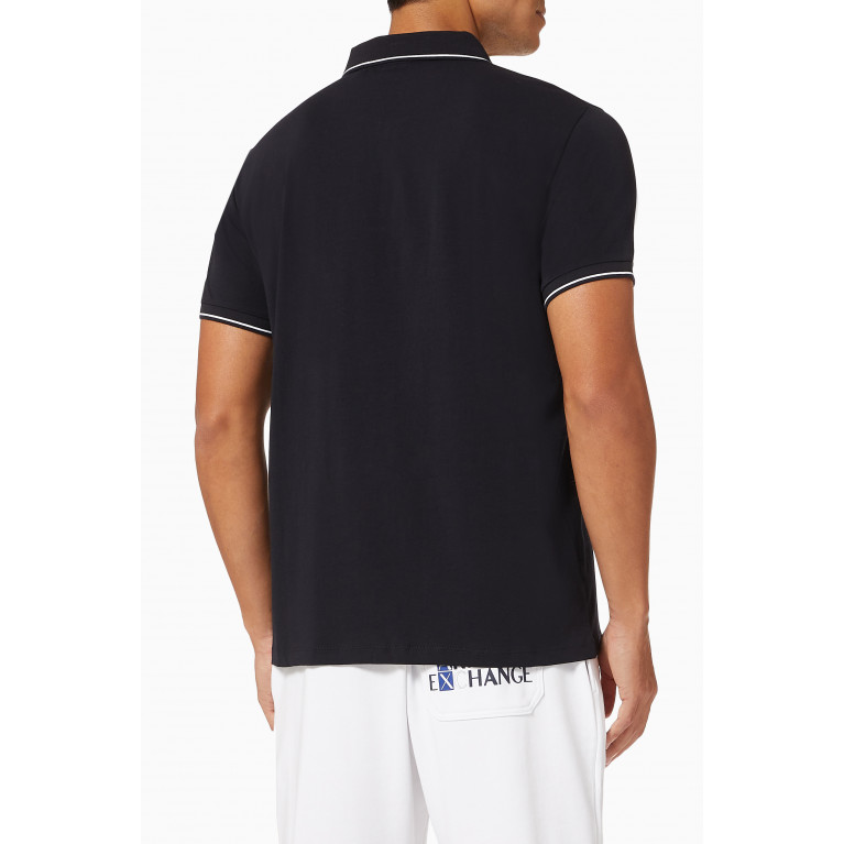 Armani Exchange - AX Logo Cotton-blend Polo Shirt Blue