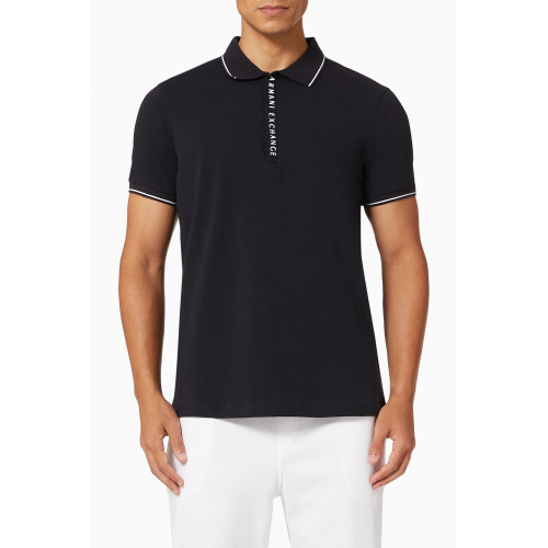 Armani Exchange - AX Logo Cotton-blend Polo Shirt Blue