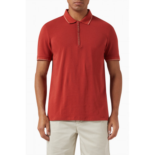 Armani - AX Logo Polo Shirt in Cotton-blend Red