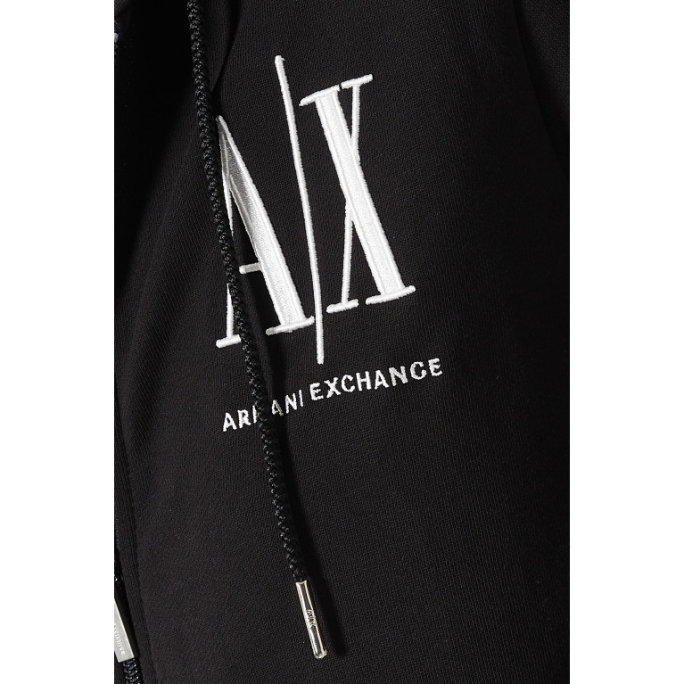 Armani Exchange - Icon Logo Zip Hoodie in Cotton Black