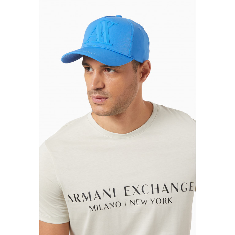 Armani - Rubber AX Baseball Cap in Cotton Blue