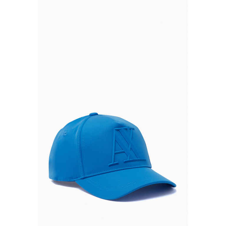 Armani - Rubber AX Baseball Cap in Cotton Blue