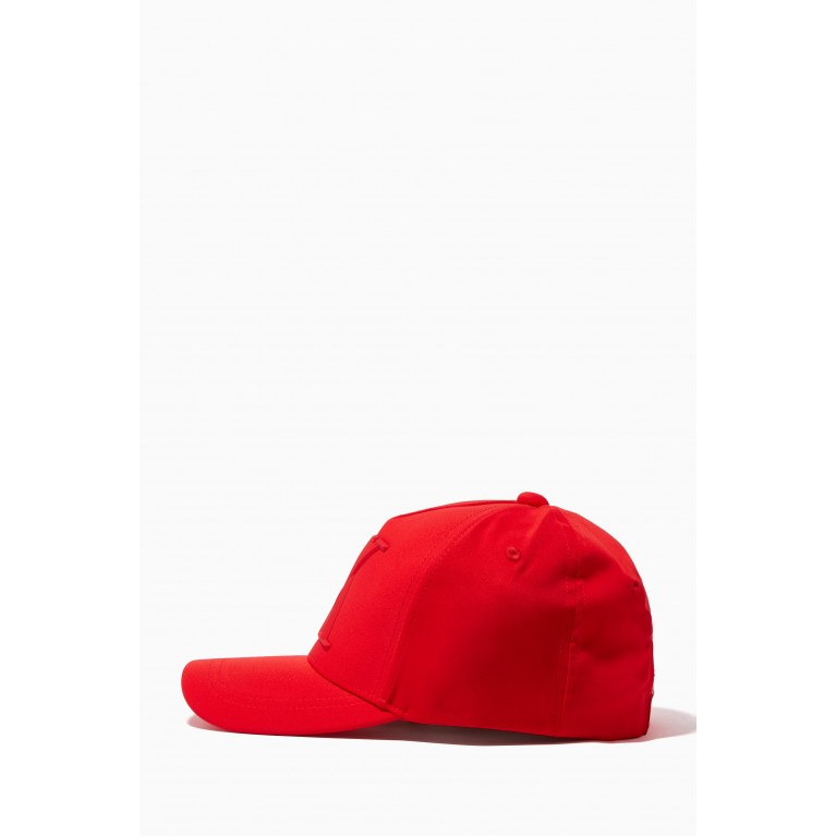 Armani - Rubber AX Baseball Cap in Cotton Red