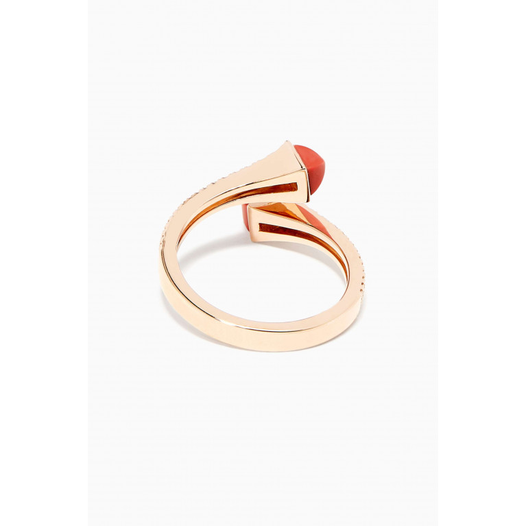 Marli - Cleo Diamond Wrap Ring with Red Coral in 18kt Rose Gold