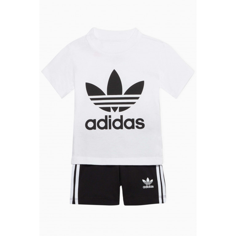 Adidas - Trefoil T-Shirt & Striped Shorts Set White