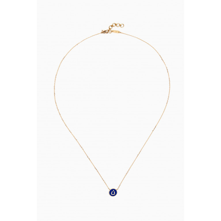 Bil Arabi - Mina N Letter Round Necklace in 18kt Gold Blue