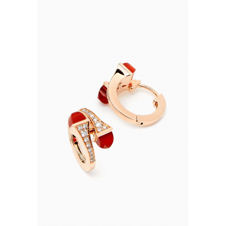 Marli - Cleo Diamond & Agate Huggie Earrings in 18kt Rose Gold