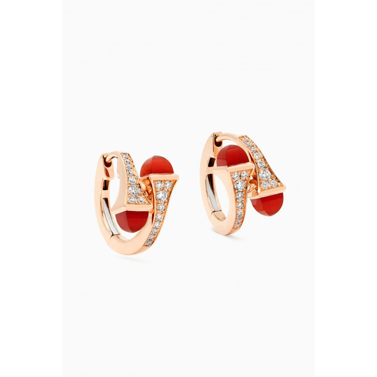Marli - Cleo Diamond & Agate Huggie Earrings in 18kt Rose Gold