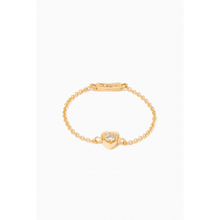 MKS Jewellery - Mini Heart Diamond Chain Ring in 18kt Yellow Gold