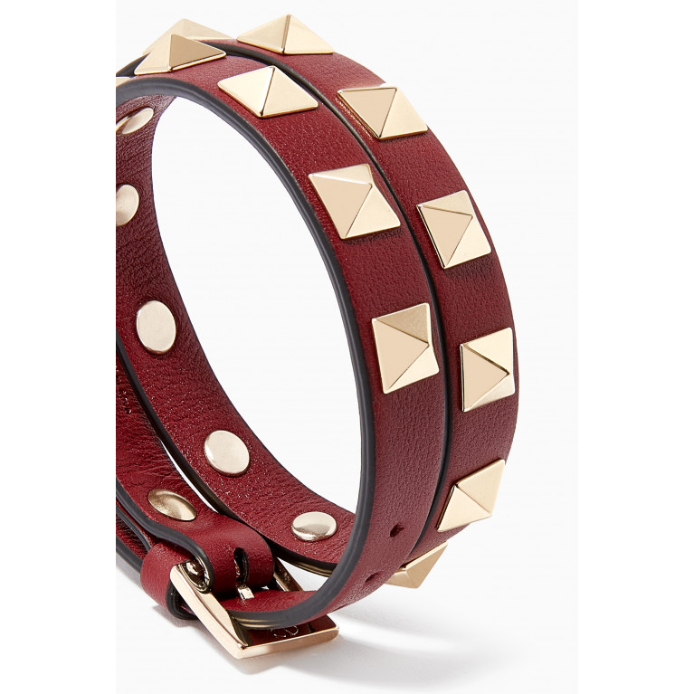 Valentino - Valentino Rockstud Bracelet in Leather Burgundy