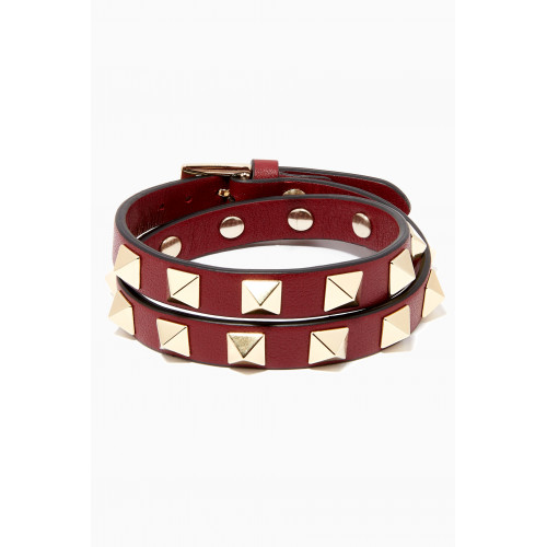 Valentino - Valentino Rockstud Bracelet in Leather Burgundy