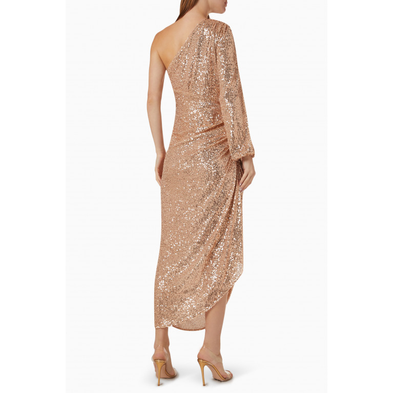 Elle Zeitoune - Leon One Shoulder Gown in Sequin Rose Gold