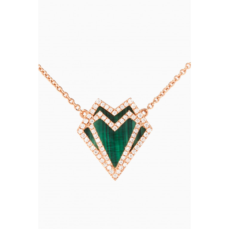 Charmaleena - My Heart Malachite & Diamond Necklace