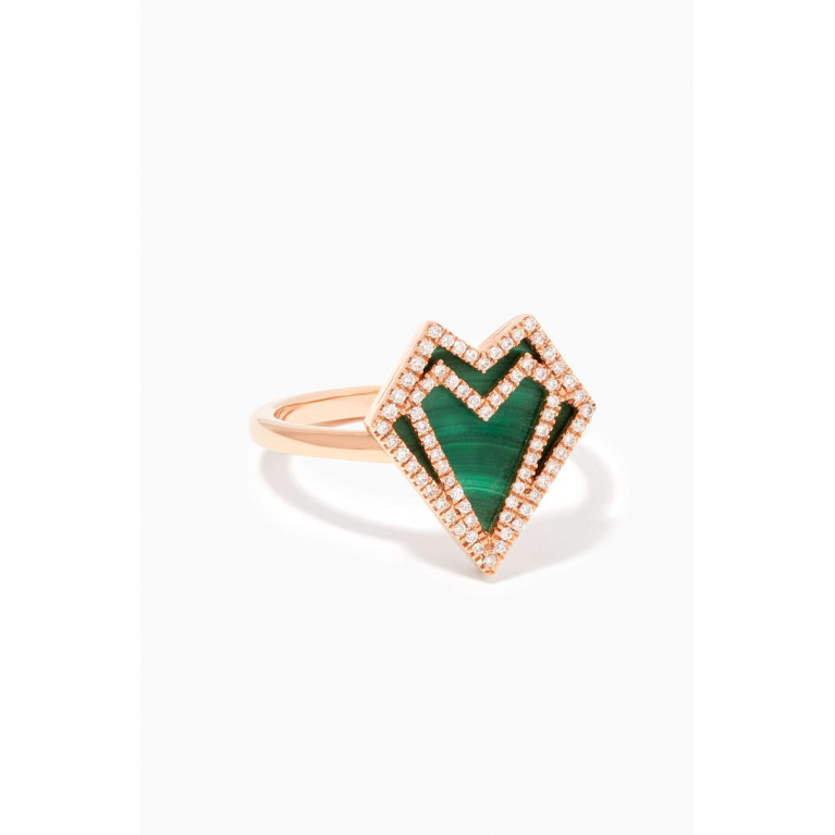 Charmaleena - My Heart Malachite & Diamond Ring