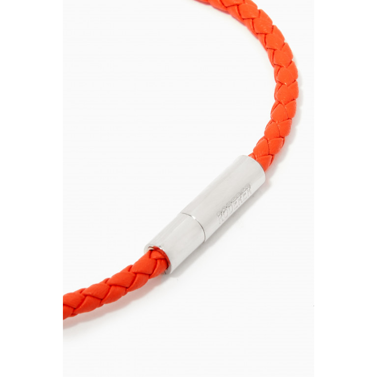 Roderer - Gianni Sterling Silver & Woven Leather Bracelet Orange
