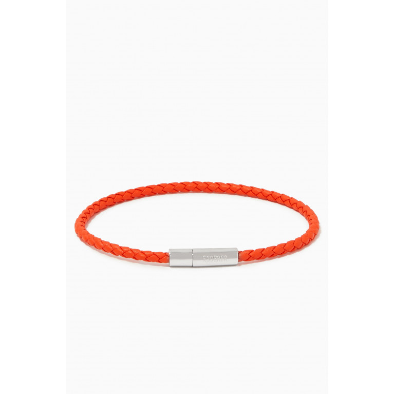Roderer - Gianni Sterling Silver & Woven Leather Bracelet Orange