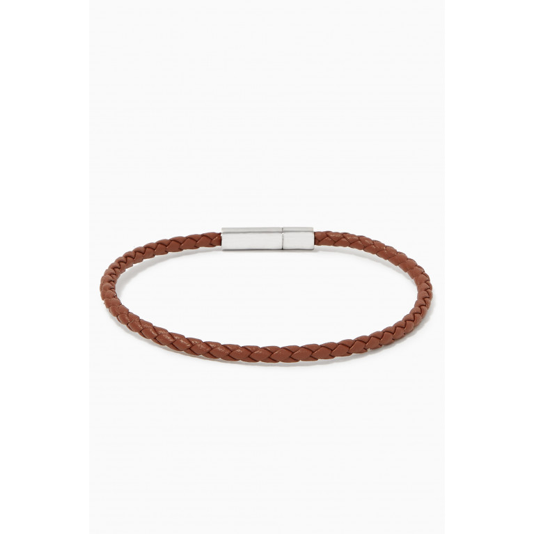 Roderer - Gianni Sterling Silver & Woven Leather Bracelet Brown