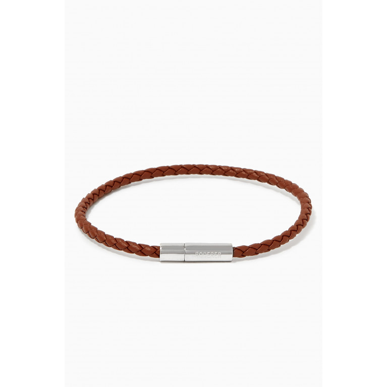 Roderer - Gianni Sterling Silver & Woven Leather Bracelet Brown