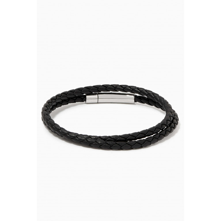 Roderer - Matteo Double Tour Woven Leather Bracelet Black
