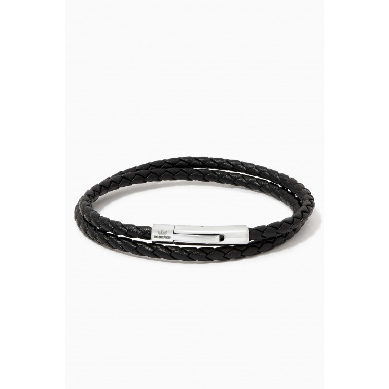 Roderer - Matteo Double Tour Woven Leather Bracelet Black